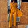 Etnik Giyim İki Parça Set Kadınlar Afrika Terzini Yaz Spor Giyeri Y'den Zarif Üst ​​ve Pantolon Takım Kıyafetler Setleri Dro Dhrzb
