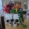 Jardinières Rétro Crâne Planteur Pots Résine Crâne Pot De Fleur pour Plantes D'intérieur Crâne Statues Pot De Fleurs Bureau Maison Jardin Décoration