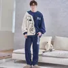 Funishi Coral Fleece Pajama 세트 남자 잠자기 겨울 잠옷 플러스 크기 4xl 플란넬 느슨한 버전 Inspissate Pullover Nightgown 240411