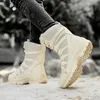 Chaussures de Fitness hiver chaud Beige femmes bottes de randonnée en plein air antidérapant militaire hommes en peluche cuir Trekking pour taille 36-46