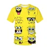 Męskie koszulki męskie śmieszne żółte bob T-shirt gąbka Rodzinna druk 3D Sportswear Cartoon Uni Bluie Cutmens Drop dostawa ap Appre dhqhv