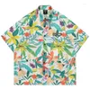 Männer Casual Hemden Sommer Männer Hawaiian Strand Shirt Hip Hop Dschungel Print Kurzarm Hawaii Harajuku Streetwear Fashion Aloha