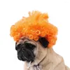 Cão vestuário pet cosplay peruca cabelo encaracolado gato para halloween festa de natal engraçado cocar com gatos