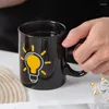 Canecas Lâmpada Elétrica Descoloração Copo Criativo Cor Mudando Cerâmica Café Magia Caneca de Aquecimento