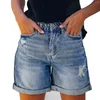 Kvinnors shorts jeans kvinnor mode high street cool sommar sexig vanlig rullad koreansk stil all-match med fickan