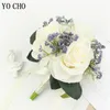 Ivory Rose Babysbreath Artificial Flowers Bouquet Silk Gypsophila Fake Flower Wedding DIY Home Table Vase Decoration Faux Flores 240308