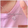 Anhänger Halsketten Koreanische Mode Vintage Hohl Rosa Kristall Herz Silber Farbe Kette Hals Halskette Für Frauen Ästhetischen Schmuck Drop Del Dhpi5