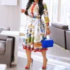 Robe de chemise plus taille Femme Summer Elegant Brand Luxury Imprimé une ligne Africain Office Ladies High Automne Designer Robes 240308