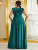 Plus Size Jurken Avondjurk 2024 Lange Groene Mouwloze Hoge Taille Party V-hals Grote Vrouwen Elegante Vrouwelijke Kleding