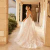 Stunningbride 2024 vestidos de casamento elegantes para as mulheres com decote em v manga renda apliques vestidos de noiva com botão trem varredura feito sob encomenda