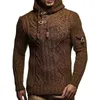 Men's Sweaters 2024 Autumn And Winter Sweater Solid Long Sleeve Hooded Cow Horn Button Slim Fit Knitted Pullover