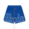 Herr shorts designer helt ny rhude bokstav tryckt snabbt torkande vattentätt dragkammare sommar lös high street andningsbara casual basketbyxor