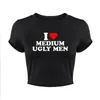 J'aime moyen laid hommes amour coeur conception originale bébé Tee Kawaii vêtements années 2000 Grunge t-shirts femmes hauts courts Femme Tees 240320