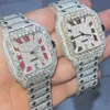 vvs-Moissanit-Uhr, 41 mm, Herrenuhr mit Iced-Out-Logo und Wabenfassung, Iced-Out-Uhr aus Moissanit