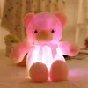 Stor storlek Färgglada glödande LED -nallebjörn Plush Doll Toys Kawaii Ljus upp fyllda leksaksbarn Julgåva