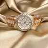 Nuovo orologio al quarzo a tre occhi con diamanti alla moda da donna in zircone pieno