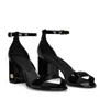 Summer Women Keira Barock Sandals Shoes Plaque Patent-Leather Nude Black Black Naken Block Heel Lady Party Dress Gladiator Chunky Sandalias EU35-43