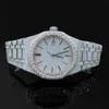 Anpassad lyxig rostfritt stål VVS Moissanite Iced Out Band Wrist Automatic Watch