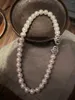 Choker Exquisite Double Camellia Buckle Pearl Necklace Short Chain Jewelry For Women