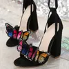 Chaussures de robe Xibeilove 2024 Mode d'été Sandales pour femmes brodées en daim papillon talon haut