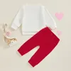 Clothing Sets Baby 2 Piece Outfit Letter Print Long Sleeve Sweatshirt And Heart Elastic Pants Set For Born Fall Clothes