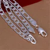 Очаровательные цепочки из стерлингового серебра 925 пробы, 20/24 дюйма, цепочка Фигаро, ожерелье для женщин и мужчин, модный комплект ювелирных изделий в стиле панк, хип-хоп, аксессуары