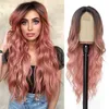 Highlight Wig Human Hair 26 Inch Body Small Lace wig with long curly hair with large waves in gradual change fast delivery