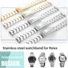 WatchBand 20mm Watch Band Strap 316L Rostfritt stålarmband Curved End Silver Watch Accessories Man Watchstrap för Submariner Go327W