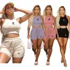 Varumärkesupptryck Fashion Women Tracksuits Two Piece Set Short Sleeve Casual BodyCon Outfits Button Crop Top och kjol Co-Ord Set