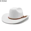 Brede Rand Hoeden Emmer Hoeden 2022 Vintage Westerse Heren Cowboyhoed 8CM Brede Rand Gentleman Jazz Hoed Panama Cowboy Meisje Cloche Kerk Sombrero Hombre Hoed 24323