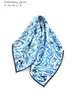 Handkerchiefs Blue and white porcelain printed natural silk scarf twill small square scarves women handkerchief spring autumn la gifts L240322