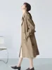 Khaki Double Breasted Long Trench Coats Women Casual Loose Korean Gabardina Lapel Classic Oversized Windbreaker Jackets 240309