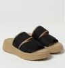 Mode Mila sandaler skor lyxiga kvinnor bokstäver tyg criss-crossing remmar mule chunky sula slip på scuffs strand slidplattform platt komfort tofflor sko