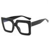 Solglasögon ramar ram fyrkantig stor enkel platt spegel anti-blue ljus konkava modellering glasögon geometrisk punk