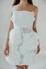 Robes décontractées Belle fleur blanche 3D Mini avec un corset Bustier Court Femmes Maxi Robe de mariée sans bretelles