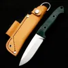 BM 162 Bushcrafter Fixed Knife 4.43 "S30V Satin Blade, Green G10 Handtag utomhus campingjakt Pocket Tactical Self Defense EDC Tool 133 140 176 173 15600 185BK 539gy