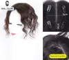 Toppers personnalisés pour femmes, pièce de cheveux humains respirants, fait à la main, filet suisse, Clips naturels, 13x14cm, cheveux bouclés
