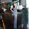 Casual Dresses Women's Off Shoulder Glitter Long V Neck Split Sequin Bride Wedding Party Evening Special Events Luxury 2024