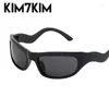 Lunettes de soleil Y2k Sports Rectangle Femmes 2024 Tendance Punk Wavy Temples Lunettes de soleil pour hommes Shades Cycling Goggle Oculos