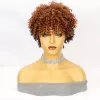 Wigs Short Pixie Cut Dark Brown Synthetic Wigs Natural Curly Layered Wig with Fluffy Bangs for Women Daily Heat Resistant Hair