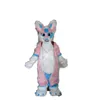 2024 super bonito comprimento pele rosa husky raposa mascote traje tema fantasia vestido de natal traje de halloween mascote traje