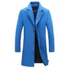 Men's Trench Coats Autumn Winter Casual Overcoat Single Breasted Lapel Long Coat Jacket Woolen Solid Color Fashion Plus Size