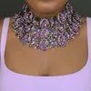 Dvacaman Mujeres Capas Cadena de Cristal Collar Colgante Collar Llamativo Grande Rhinestone Joyería Nupcial India Famale Bijoux AI32 X0202G