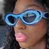 2 pcs Designer de luxe de mode Lunettes de soleil personnalisées elliptiques hip-hop 2023 nouvelles lunettes de soleil gonflables punk à la mode lunettes de soleil à la mode