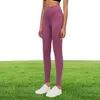 Yoga Outfit L85 Matériel Nu Femmes Pantalons Solide Couleur Sports Gym Porter Leggings Taille Haute Élastique Fitness Lady Globalement Collants Wo5890974