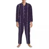 Herren-Nachtwäsche, Pyjama, Herren, Vintage-Pferdeschlaf, Tierdruck, 2-teiliges Pyjama-Set mit langen Ärmeln, romantischer Übergröße, Heimanzug