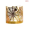 Castiçais KX4B 50pcs Halloween Web Paper Cut Hollow Flameless Tea Light Lam