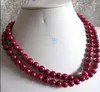 Chaînes 34 "7-9mm Collier de perles d'eau douce rouge foncé Bijoux Brins