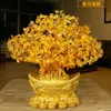 Lucky Money Tree Chinese Gold Ingot Crystal Fortune Tree Ornament Bogactwo Home Office Table Dekoracja stołowa rzemiosło 240315