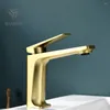 Wastafelkranen Geborsteld Goud Messing Kraan Luxe Wastafel Koud Water Wastafel Kraan Modern Design Koper Lavabo